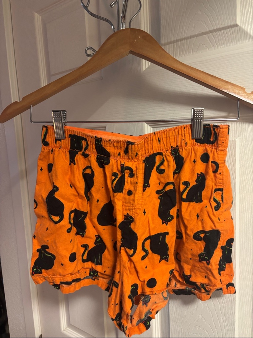 Women's Orange Cat-Print Sleep Shorts